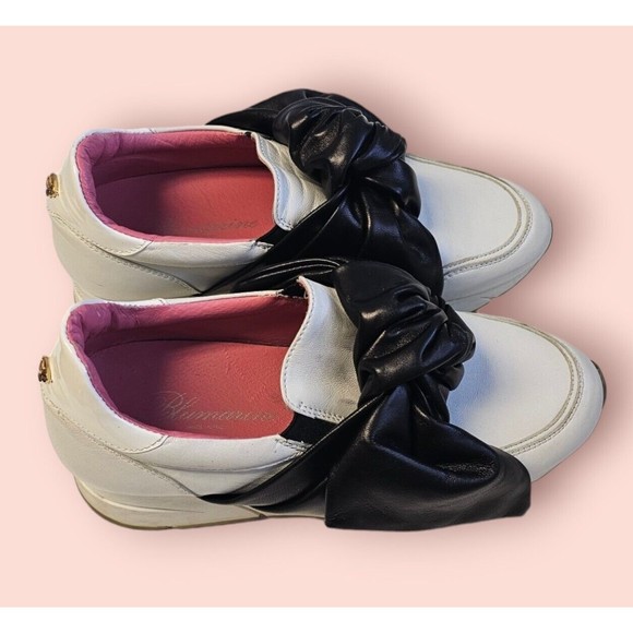 BLUMARINE 7 ITALIAN Sneakers Platform Low Top Athletic Shoes White Leather ITALY - Picture 6 of 12